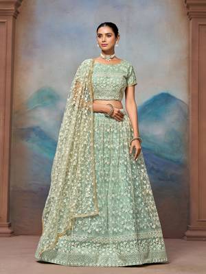 Beautifull Pista Green Lehenga Choli For Women Indian Wedding Chaniya Choli  1