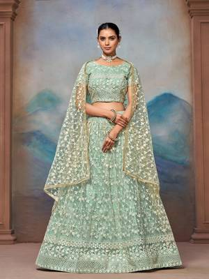 Beautifull Pista Green Lehenga Choli For Women Indian Wedding Chaniya Choli  2