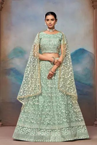 Beautifull Pista Green Lehenga Choli For Women Indian Wedding Chaniya Choli 
