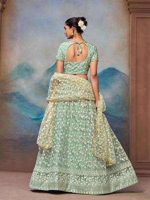 Beautifull Pista Green Lehenga Choli For Women Indian Wedding Chaniya Choli  3