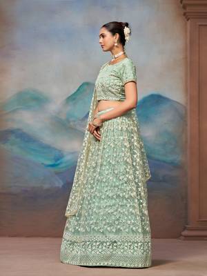 Beautifull Pista Green Lehenga Choli For Women Indian Wedding Chaniya Choli  4