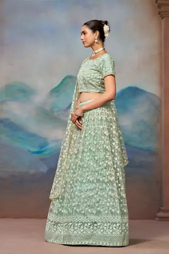 Beautifull Pista Green Lehenga Choli For Women Indian Wedding Chaniya Choli 