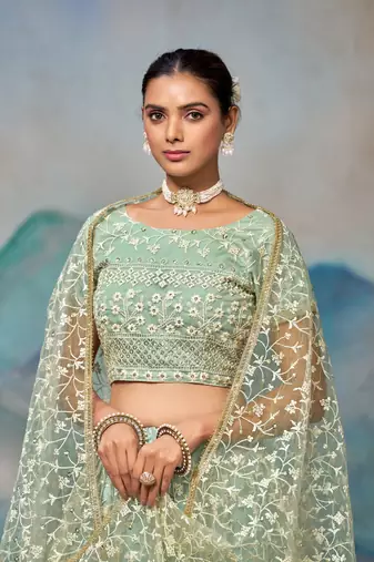 Beautifull Pista Green Lehenga Choli For Women Indian Wedding Chaniya Choli 