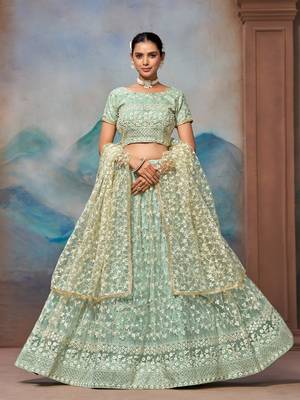 Beautifull Pista Green Lehenga Choli For Women Indian Wedding Chaniya Choli  6