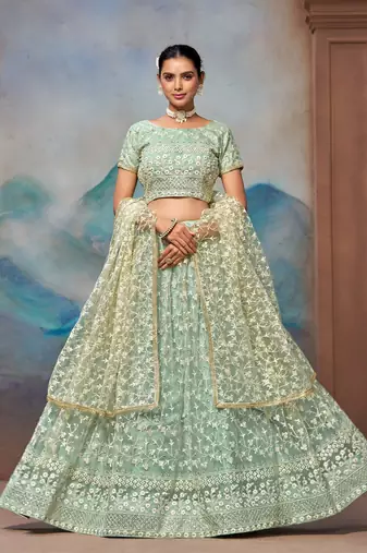 Beautifull Pista Green Lehenga Choli For Women Indian Wedding Chaniya Choli 
