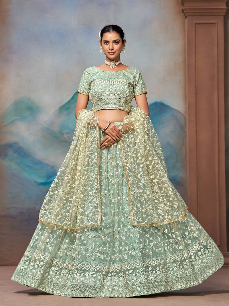 Beautifull Pista Green Lehenga Choli For Women Indian Wedding Chaniya Choli 