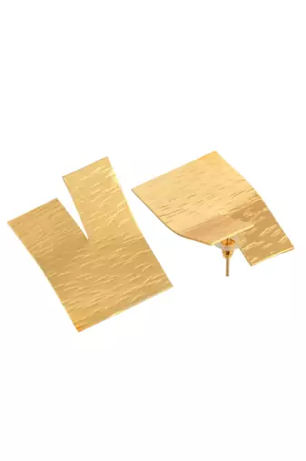 Gold plated square shape stud earrings for women