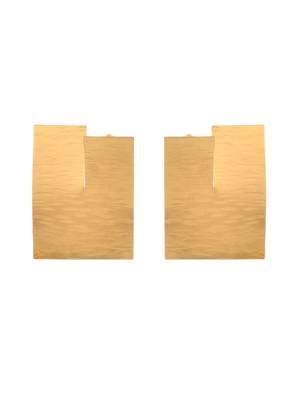 Gold plated square shape stud earrings for women 4