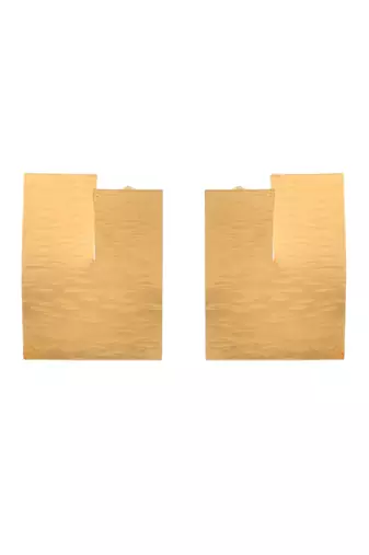 Gold plated square shape stud earrings for women