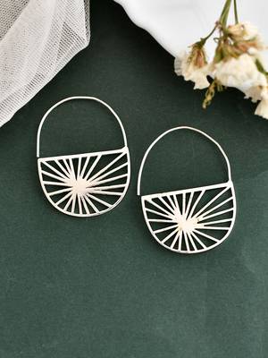 Silver plated round  hoop earrings for women 2