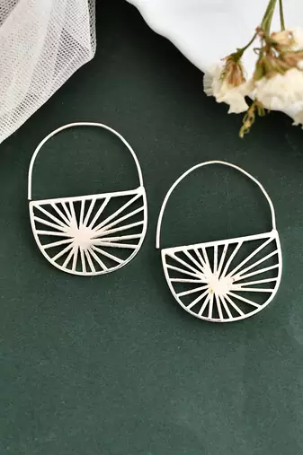 Silver plated round  hoop earrings for women