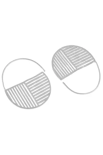 Silver plated round shape hoop earrings for women