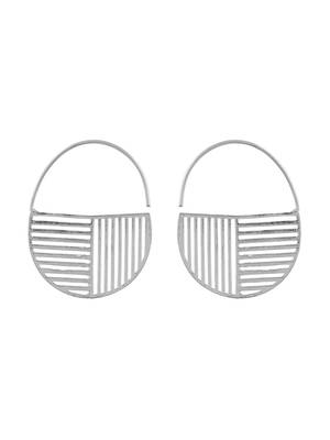 Silver plated round shape hoop earrings for women 3
