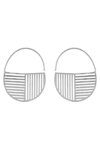 Silver plated round shape hoop earrings for women