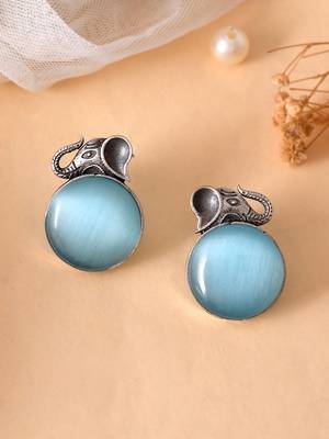 silver plated elephant blue american diamond 2
