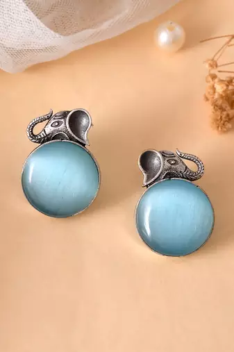 silver plated elephant blue american diamond