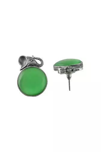 silver plated elephant green  american diamond
