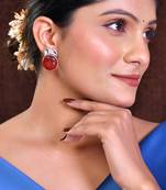 silver plated elephant red  american diamond