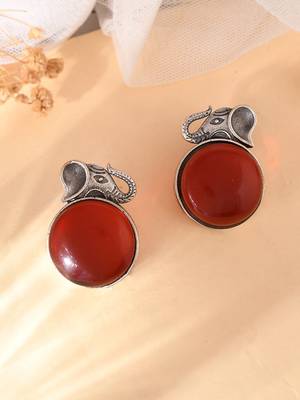 silver plated elephant red  american diamond 2