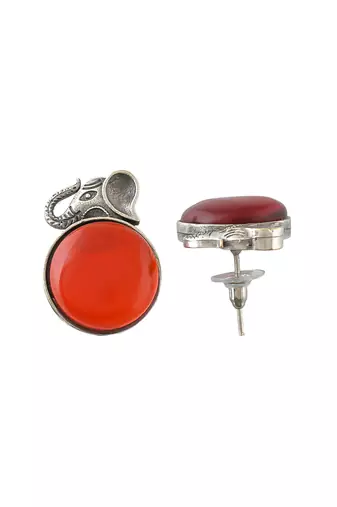 silver plated elephant red  american diamond