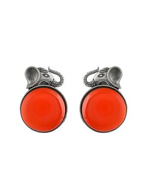 silver plated elephant red  american diamond 4