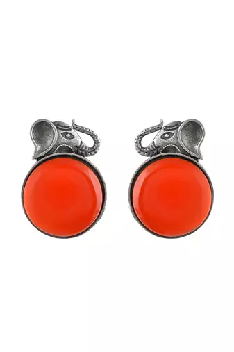 silver plated elephant red  american diamond