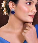 silver plated elephant purple american diamond Earring