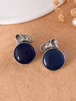 silver plated elephant purple american diamond Earring 2
