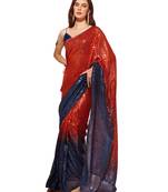 Navy Blue Sequinned Georgette Saree