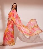 Printed Organza Saree With Lace Border
