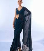Teal Embellished Chiffon Saree