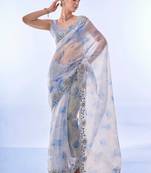 Floral Woven Embellished Tissue Organza Saree