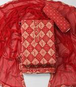 Multicolor cotton khatli work unstitched suit with nazneen dupatta (unstitched 3 piece dress material)