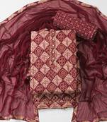 Multicolor cotton khatli work unstitched suit with nazneen dupatta (unstitched 3 piece dress material)