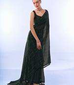 Beads & Stones Embellished Satin Chiffon Saree