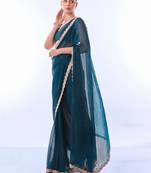 Beads & Stones Embellished Satin Shimmer Saree