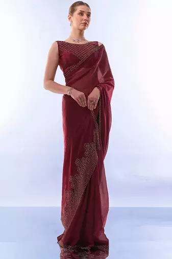 Beads & Stones Embellished Organza Saree