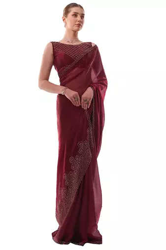 Beads & Stones Embellished Organza Saree
