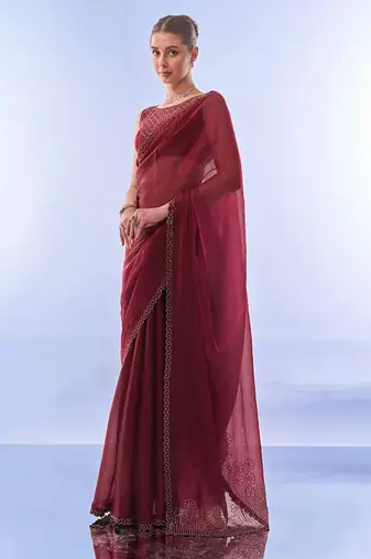 Beads & Stones Embellished Organza Saree