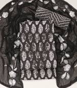 Black cotton embroidery unstitched suit with nazneen dupatta (unstitched 3 piece dress material)