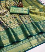 Koram Mehendi Pure Kanjivaram Soft Silk Weaving Borders Havy Design Saree With Blouse For Women
