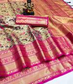 Koram Pink Pure Kanjivaram Soft Silk Weaving Borders Havy Design Saree With Blouse For Women