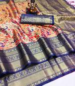 Koram Peach Pure Kanjivaram Soft Silk Weaving Borders Havy Design Saree With Blouse For Women