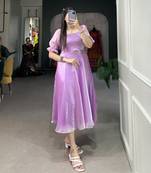  Women's Burberry Silk Flared Midi Stylish Western Dress