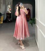  Women's Burberry Silk Flared Midi Stylish Western Dress