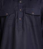 Men's navy blue cotton blend pathani suit set