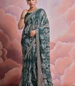 Morpich Sequin with Zari Coding Georgette Saree with Blouse