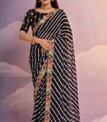 Black Multi Dhaga Coding Sequin Georgette Saree with Blouse
