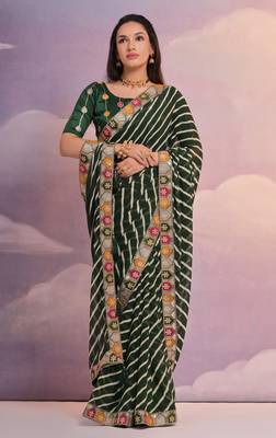 Green Multi Dhaga Coding Sequin Georgette Saree with Blouse 3