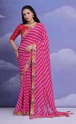 Rani Pink Multi Dhaga Coding Sequin Georgette Saree with Blouse 1